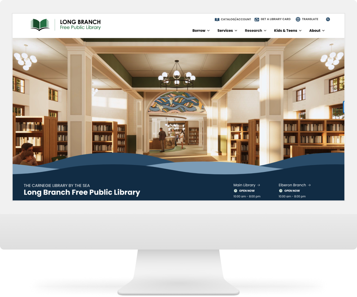 Desktop Preview of Long Branch Free Public Library Website