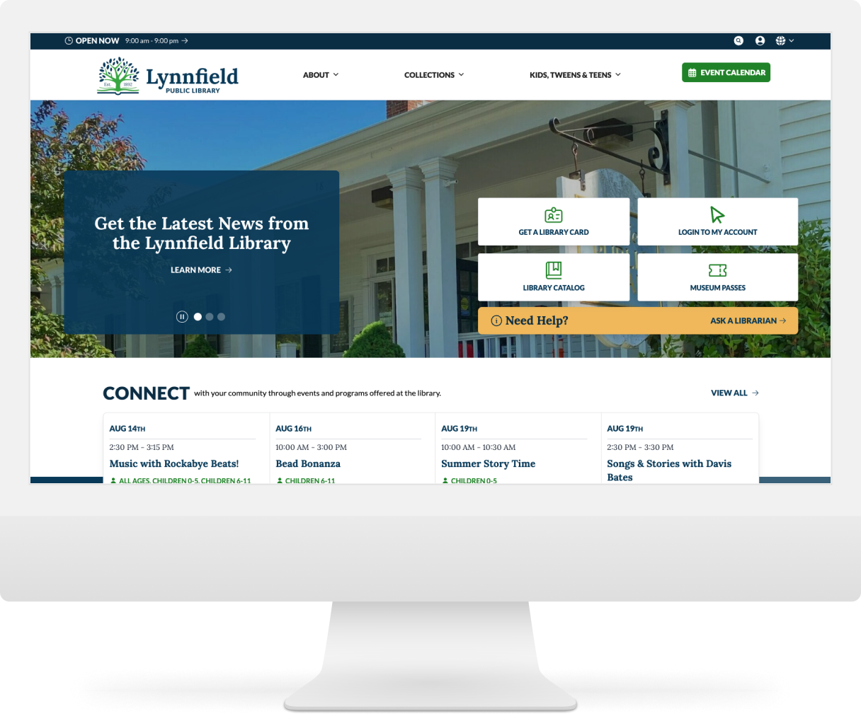 Desktop Preview of Lynnfield Public Library Website